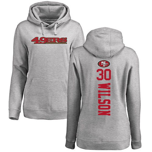 San Francisco 49ers Ash Women Jeff Wilson Backer #30 Pullover NFL Hoodie Sweatshirts